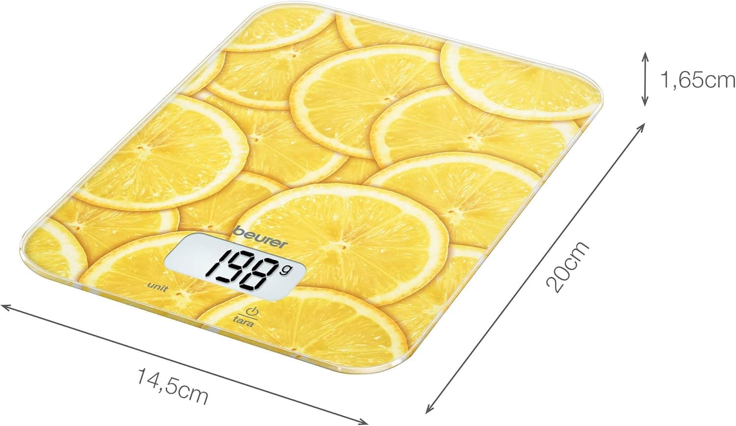 beurer-ks-19-lemon-balanza-de-cocina-digital-de-vidrio-funci-n-tara-5-kg-ultrapl image 2