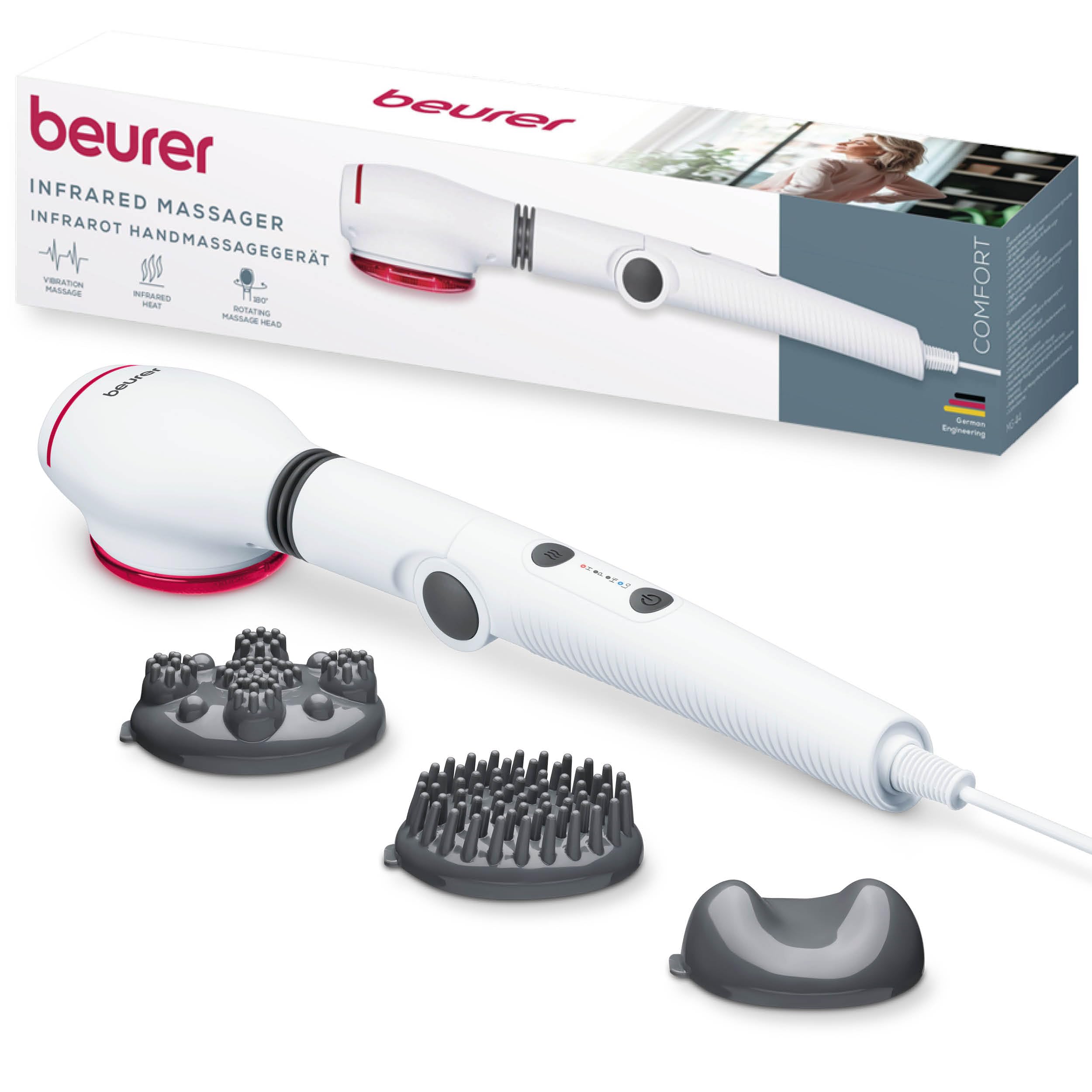 beurer-mg-44-aparato-de-masaje-2en1-con-luz-infrarroja-mango-ajustable-en-3-nive image 1