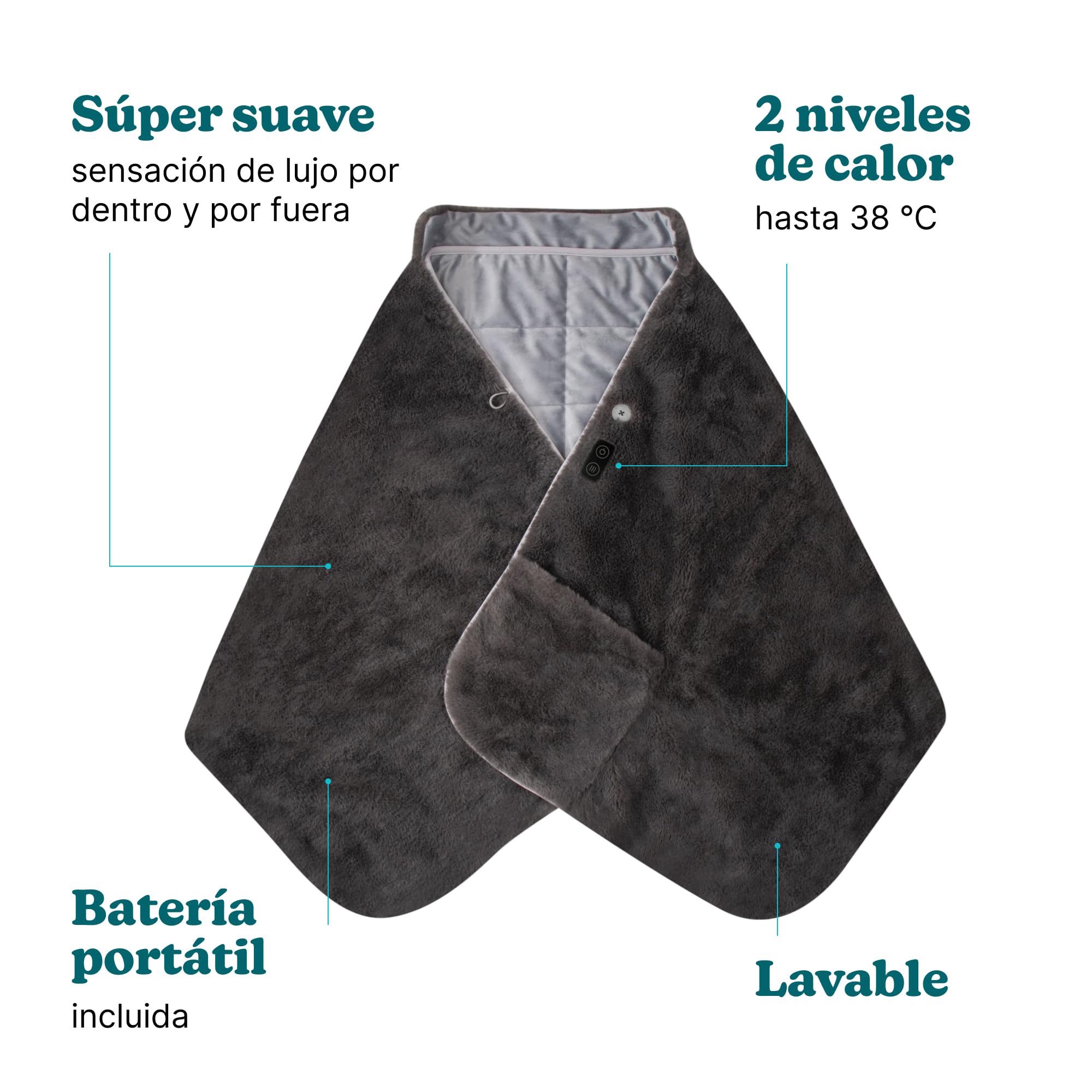 homedics-cosy-cordless-chal-manta-calefactable-inal-mbrico-con-2-niveles-de-calo image 2