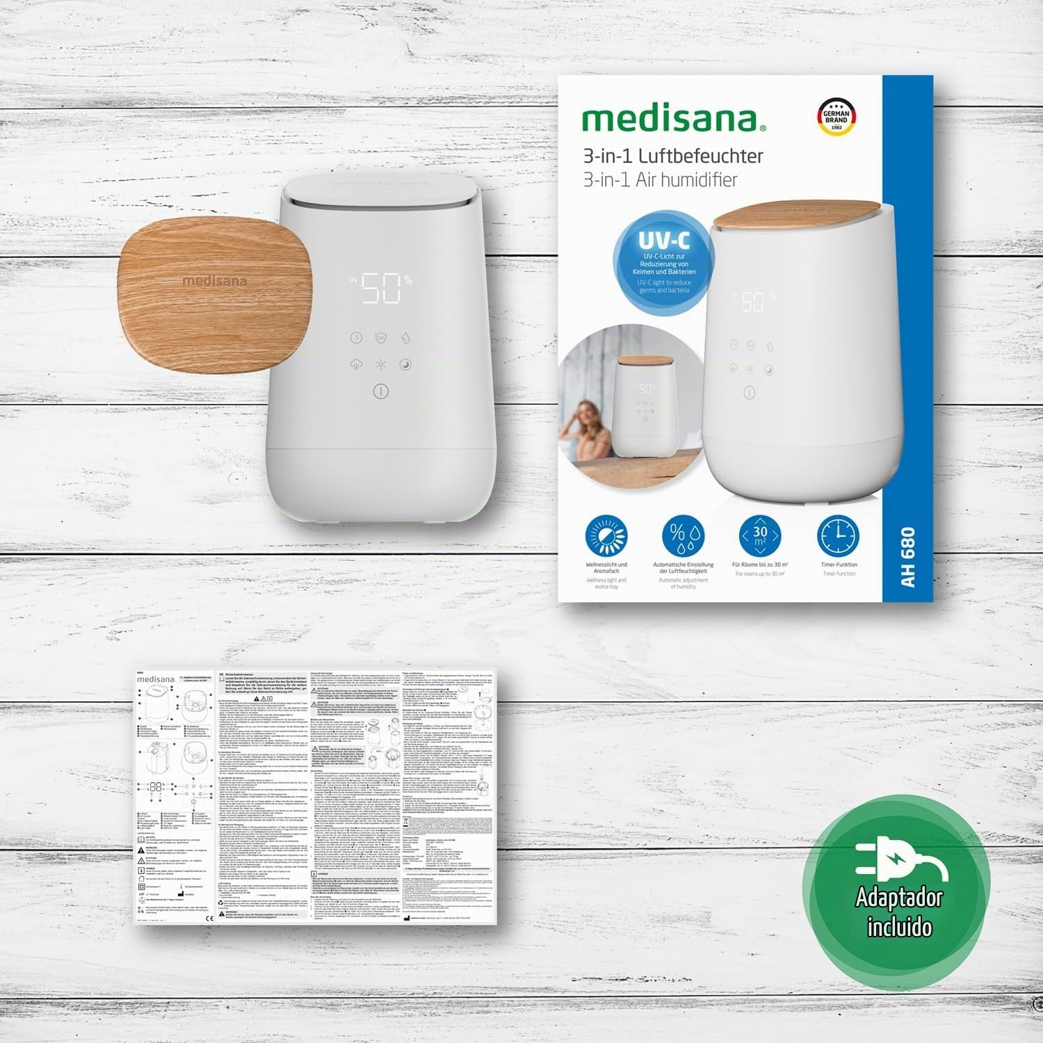 medisana-ah-680-humidificador-ultras-nico-con-higr-metro-y-luz-uv-c-modo-sue-o-s image 6