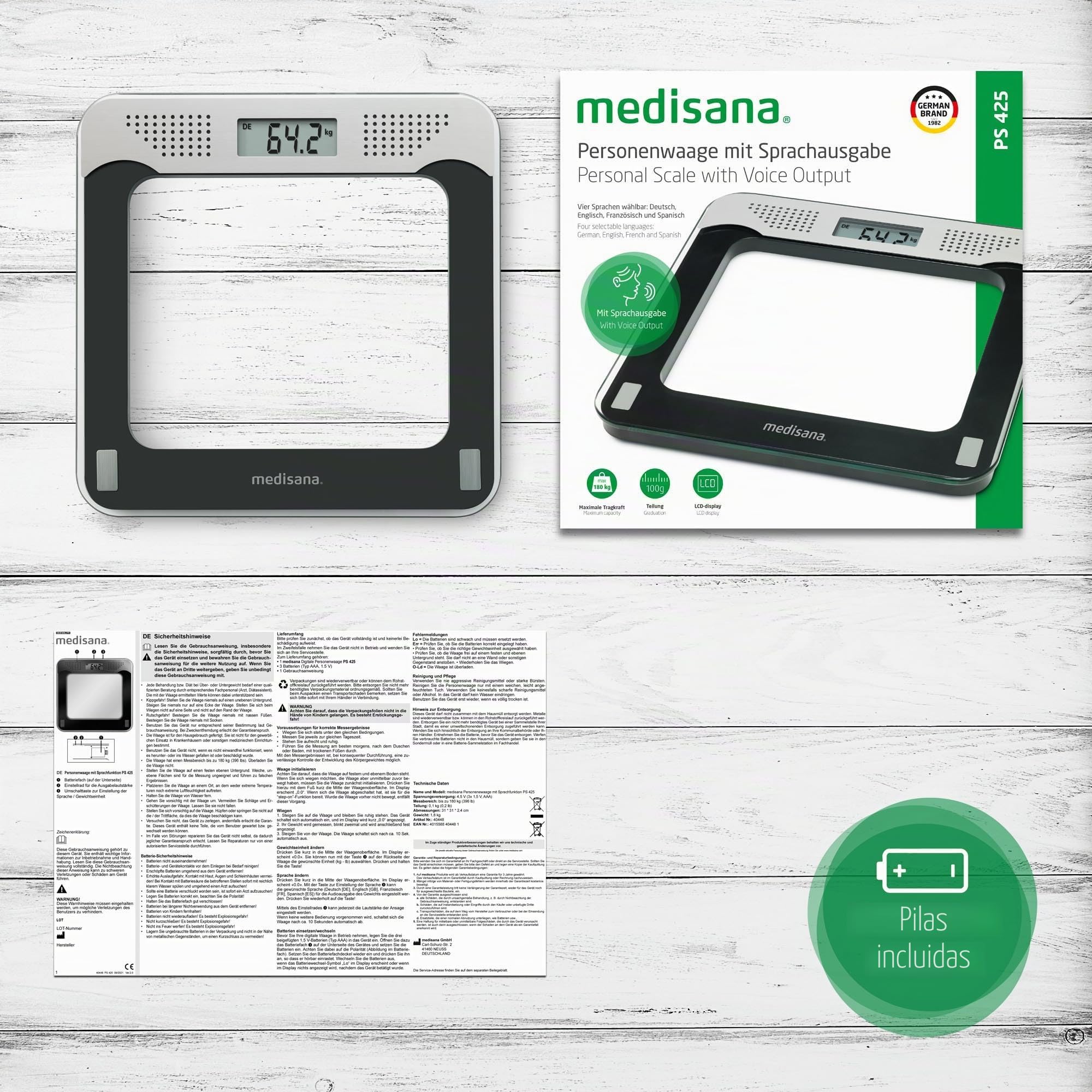 medisana-ps-425-b-scula-digital-de-ba-o-con-salida-de-voz-en-4-idiomas-vidrio-de image 6